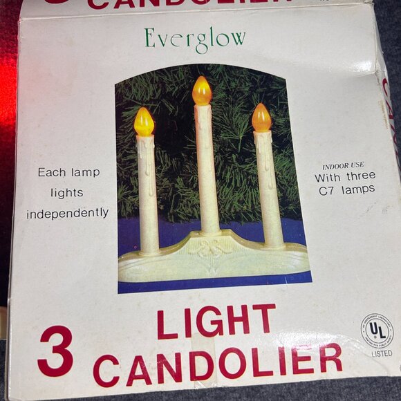 Vintage Everglow 3 Light Electric Christmas Candolier in Original Box Unsused - Picture 7 of 7